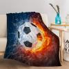 XCQHZYQ Plush Blanket, Ice Fire Football, 150 x 200 cm view 4