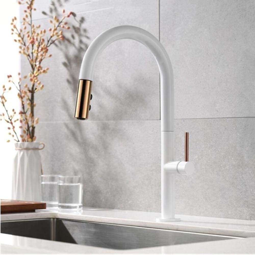 Pull-Out Kitchen Faucet, Rose Gold/Black, 360° Swivel
