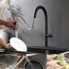Pull-Out Kitchen Faucet, Rose Gold/Black, 360° Swivel view 3