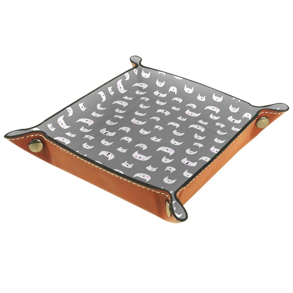 Foldable Gaming Dice Tray Organizer with Animal Patterns, Brown PU Leather