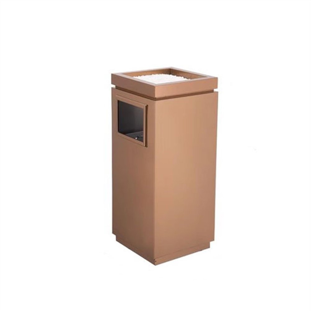 HASMI Outdoor Stainless Steel Trash Can with Lid and Vertical Ashtray (Color: C)