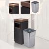 HASMI Outdoor Stainless Steel Trash Can with Lid and Vertical Ashtray (Color: C) view 4