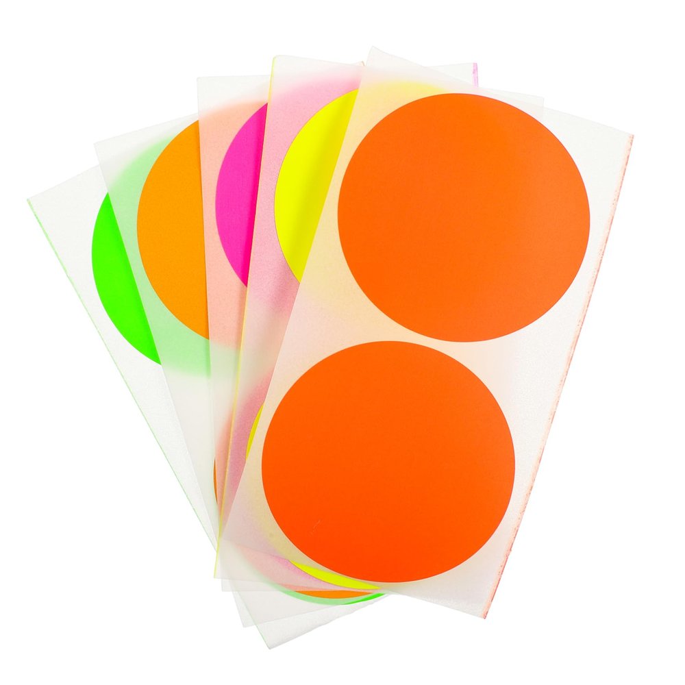 LALAFINA 100 Blank Self-Adhesive Round PVC Coding Labels, Residue-Free, Random Colors