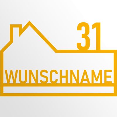 INDIGOS UG Door Sign - Personalized Aluminum Composite Sign - House, Yellow, 70 cm