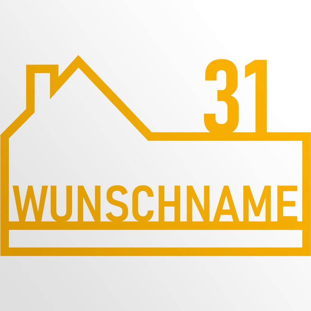 INDIGOS UG Door Sign - Personalized Aluminum Composite Sign - House, Yellow, 70 cm