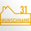 INDIGOS UG Door Sign - Personalized Aluminum Composite Sign - House, Yellow, 70 cm view 1