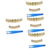 VALICLUD 4-Piece Rhinestone Teeth Grills for Rappers, Gold Mouth Jewelry Tooth Covers for Cosplay and Costume Parties view 1