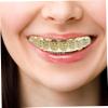 VALICLUD 4-Piece Rhinestone Teeth Grills for Rappers, Gold Mouth Jewelry Tooth Covers for Cosplay and Costume Parties view 3