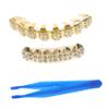 VALICLUD 4-Piece Rhinestone Teeth Grills for Rappers, Gold Mouth Jewelry Tooth Covers for Cosplay and Costume Parties view 4