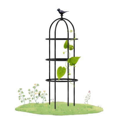Weather-Resistant Metal Garden Obelisk Trellis, 280 x 50 cm, Black