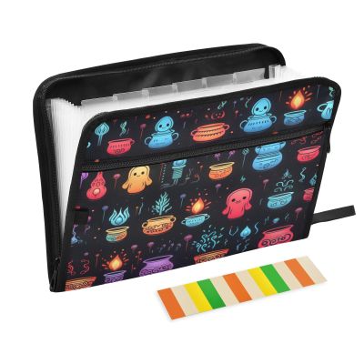 Water Ghost Accordion File Folder, 13 Pockets, A4, Zippered