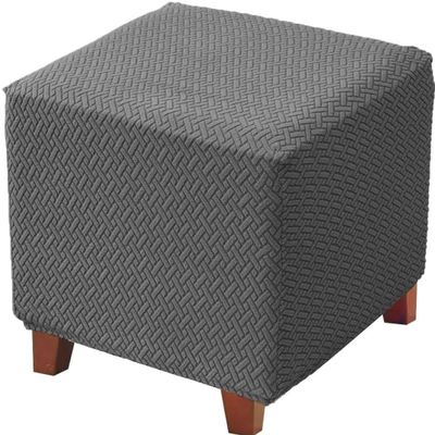 Ottoman Slipcover, Stretch Footstool Cover for 40x40/50x50/60x60 cm Square or Rectangular Ottomans, Washable (Color: #19)