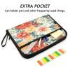 Accordion File Folder with 13 Compartments, Labels, Zipper, A4, Floral view 2