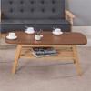 GeRRiT Wooden Coffee Table, Bay Window Table with Lower Shelf, Rectangular view 3