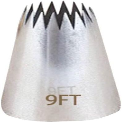 Silver Large Open-Star Icing Piping Nozzle for Cookies, Cupcakes & Cakes (9 ft)