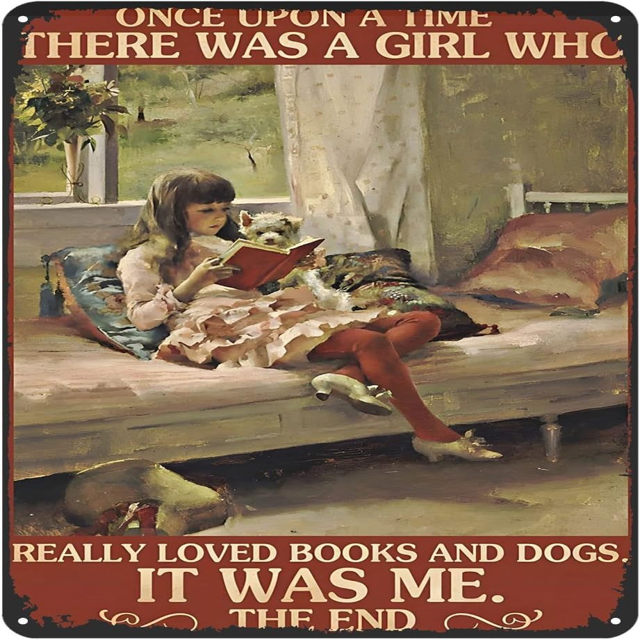 Metal Sign: Girl and Dogs