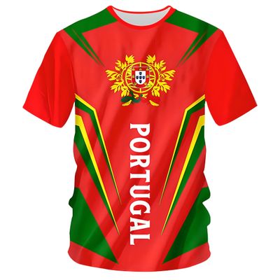 YuanDiann 2024 European Football Cup Portugal Fans T-Shirt, Short Sleeve, Quick-Dry, Sizes XS–5XL