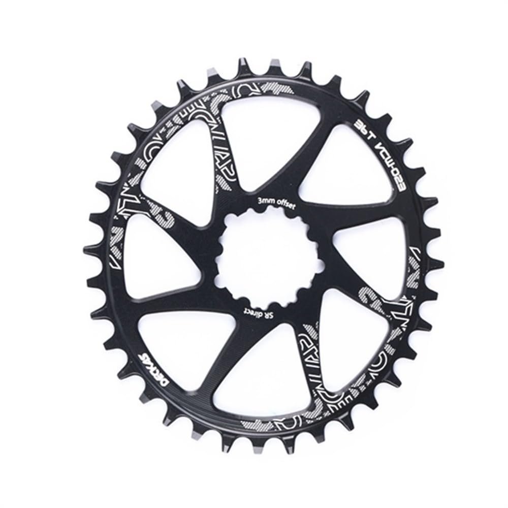 CAFFEN Bicycle Chainring, Aluminum Alloy, 34T Black Oval, 3 mm Offset