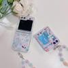 orbana Case for Samsung Galaxy Z Flip 5/4/3, Hand-Drawn Flowers, Wrist Strap, Transparent Hinge, Foldable Shockproof Hard Shell, A with Strap, for Samsung Z Flip 4 view 2