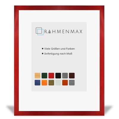 RahmenMax Jersey Wooden Picture Frame 57 x 84 cm, Custom Sizes Available, Poster and Puzzle Frame, Red with Acrylic Glass and White Backing