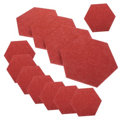 12 Red Felt Hexagonal Bulletin Boards for Office and Wall