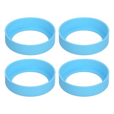 QUARKZMAN 4-Pack Water Bottle Boots, Protective Silicone Sleeves with Non-Slip Bottom, Light Blue (75 mm)