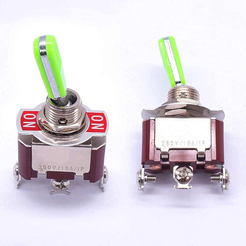 EAMOM 2-Piece Universal Heavy-Duty 20A 125V DPST 4-Terminal ON/OFF Toggle Switch, Stainless Steel Top (Size: DPDT 6-Terminal ON/OFF/ON)