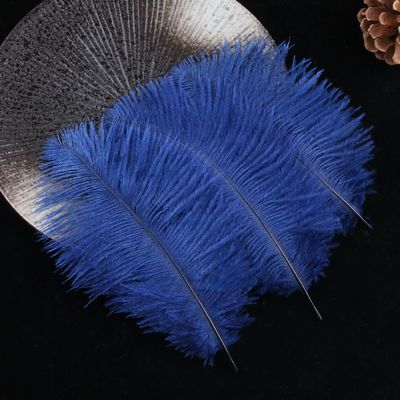 SYSUII 10 Natural Ostrich Feathers, 15–20 cm, Navy Blue, for DIY Crafts and Decoration