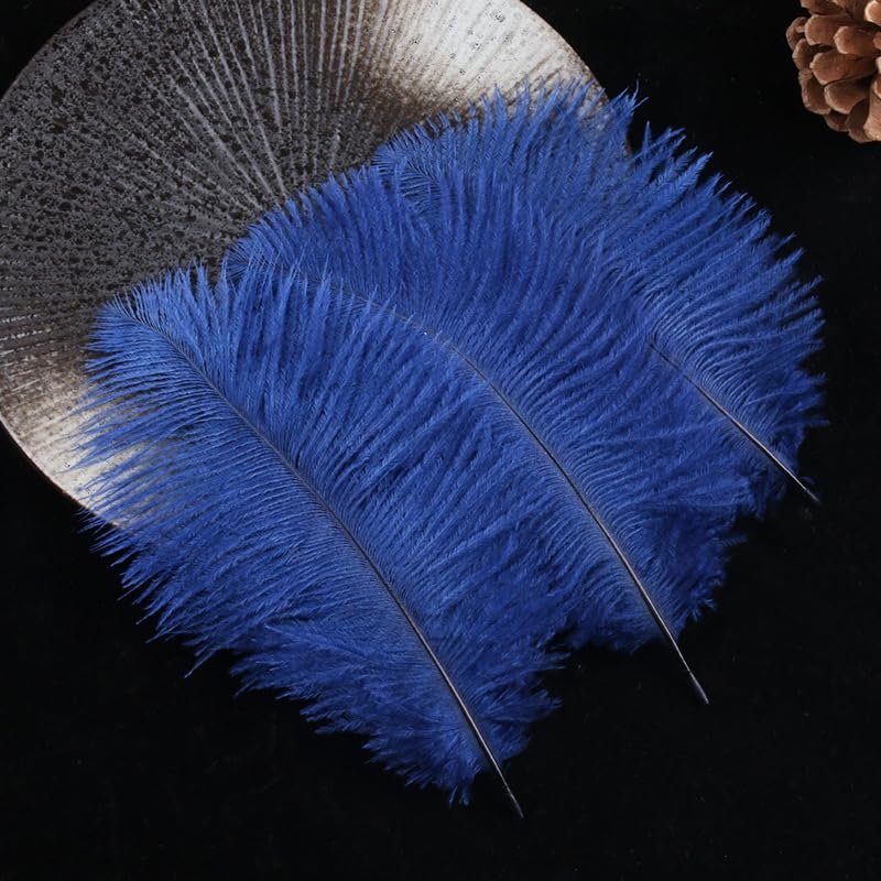 SYSUII 10 Natural Ostrich Feathers, 15–20 cm, Navy Blue, for DIY Crafts and Decoration