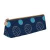 KUDGAWGS Triangular Cowhide Leather Pencil Case, Blue Volleyball view 1