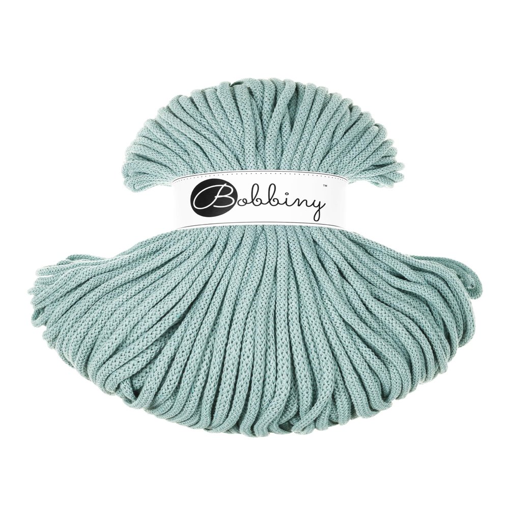 Bobbiny Braided Macramé Cord, 5 mm, Light Blue, 100 m