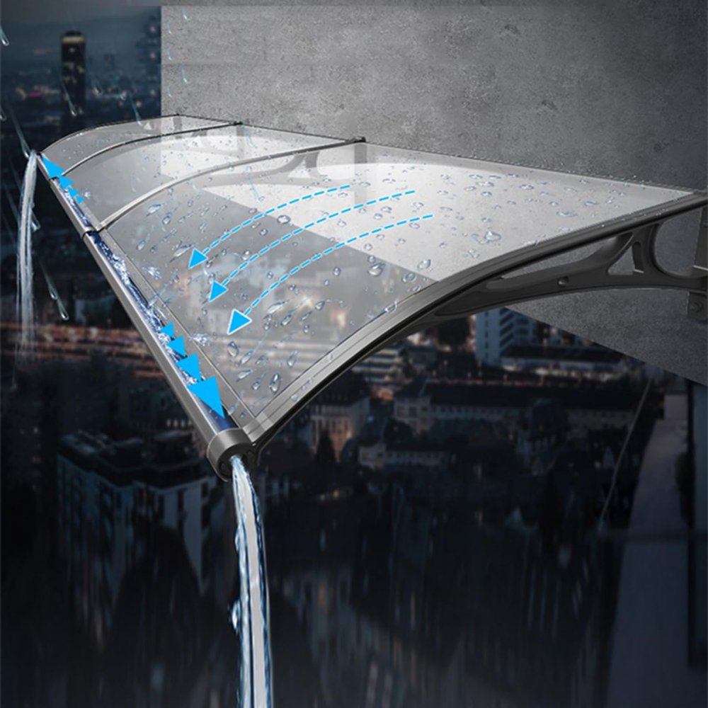 Polycarbonate Door Canopy with Gutter, 120 × 570 cm