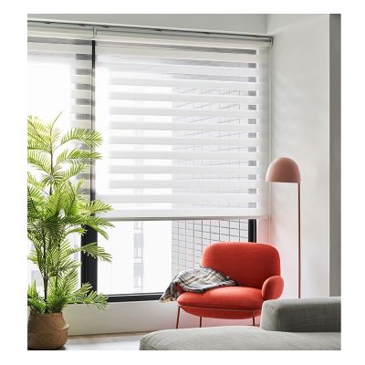Cordless Fabric Zebra Roller Blind, No-Drill, Light-Filtering & Privacy, W90 x H200 cm (W35.43 x H78.7 in)