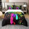 Tie-Dye Frog Duvet Cover Set, 100% Cotton, Rainbow Graffiti Style, 135 x 200 cm view 1