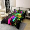 Tie-Dye Frog Duvet Cover Set, 100% Cotton, Rainbow Graffiti Style, 135 x 200 cm view 2
