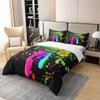 Tie-Dye Frog Duvet Cover Set, 100% Cotton, Rainbow Graffiti Style, 135 x 200 cm view 3