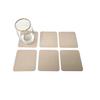 Nikalaz Recycled Leather Coasters, 10 x 10 cm, Set of 6, Cream White/Beige view 3