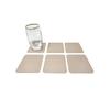 Nikalaz Recycled Leather Coasters, 10 x 10 cm, Set of 6, Cream White/Beige view 4