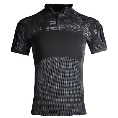 Men's Short-Sleeve Tactical Combat Shirt, Camouflage Slim Fit