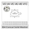 Stainless Steel Countersunk Conical Washers, M3–M10, 5/10 pcs (10 pcs) view 3