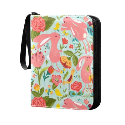 Bunnies Flowers Heart Butterflies Trading Card Album, 4-Pocket, 50 Pages, 400 Cards