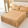 XCLOOZGL 3-Piece Bedspread Set, Bed Skirt Style with Lace Ruffles, Khaki, 150 x 200 cm view 1