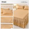 XCLOOZGL 3-Piece Bedspread Set, Bed Skirt Style with Lace Ruffles, Khaki, 150 x 200 cm view 2