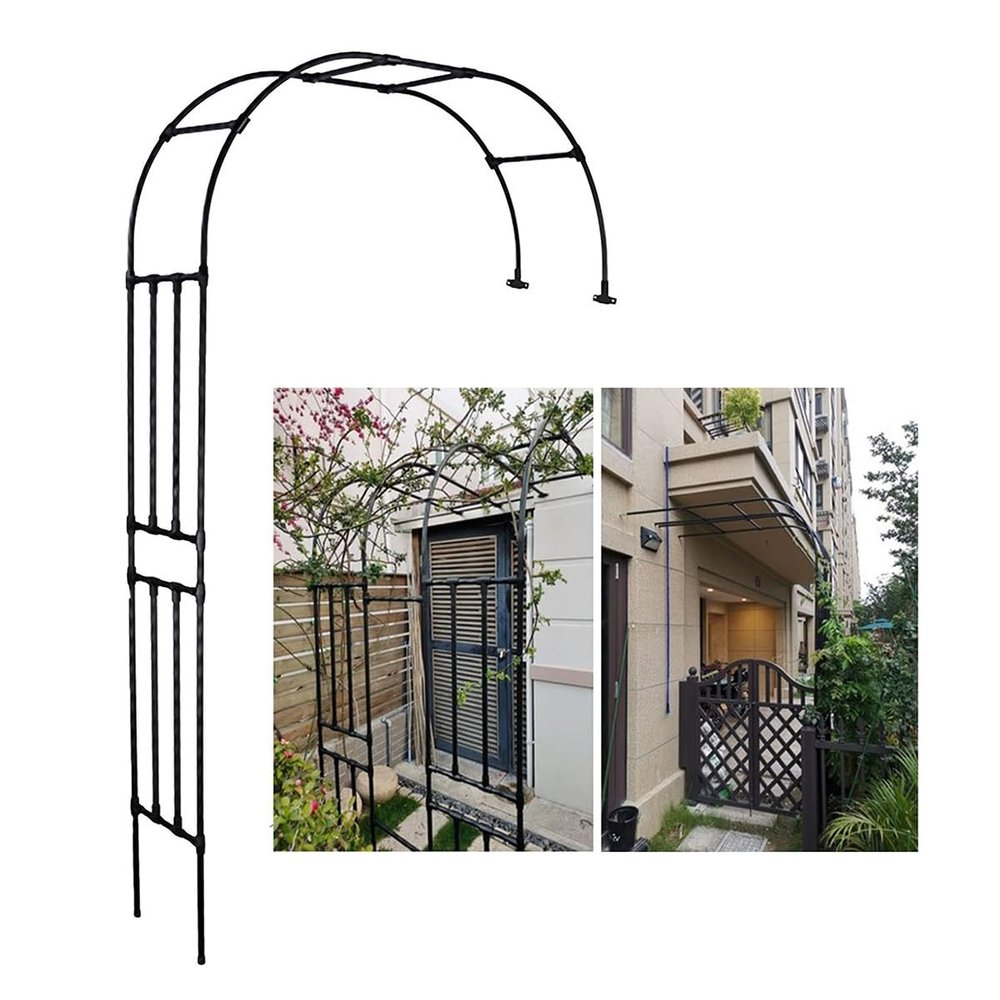 Garden Half-Arch Rose Arbor, Metal Trellis and Climbing Support, Weather-Resistant, W150 x H240 cm / W180 x H240 cm / W200 x H240 cm, Black