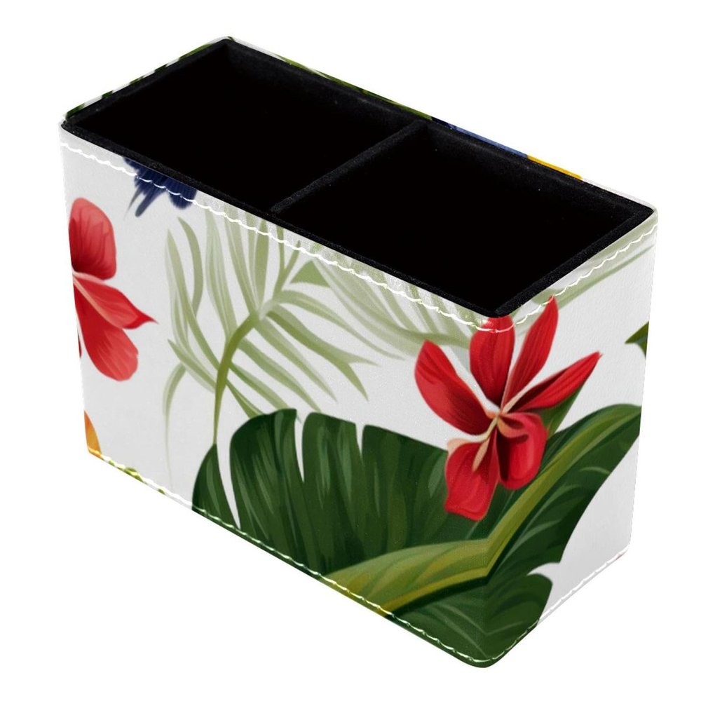 VTGHDEEQ Makeup Brush Holder and Desk Organizer with Tropical Palm Leaf Design