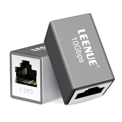 LEENUE Cat 7 Network Cable Coupler, 10 Gbps, 600 MHz, Silver Gray, 2-Pack