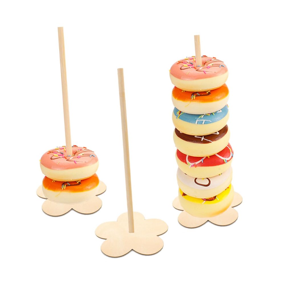 TOPBATHY 6-Piece Wooden Donut Display Stands, Random Colors
