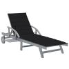 Mengtu Sun Lounger with Cushion, Black, Solid Acacia Wood view 1