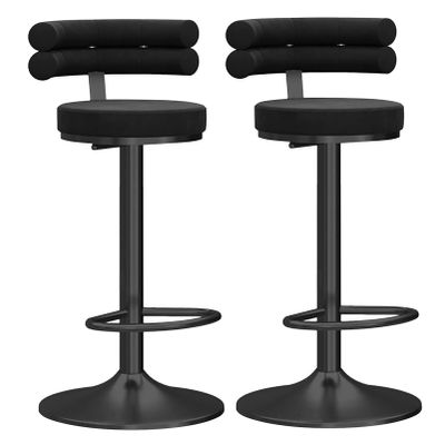 Adjustable Swivel Bar Stools with Velvet Upholstery and Backrest