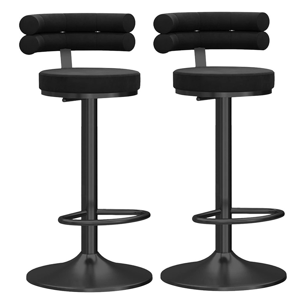 Adjustable Swivel Bar Stools with Velvet Upholstery and Backrest
